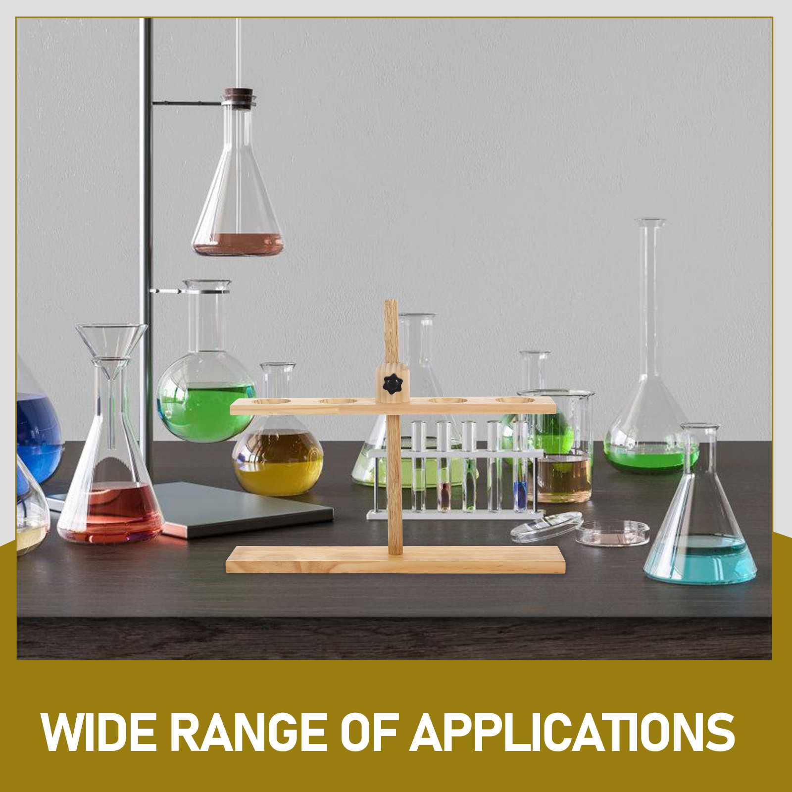 Penyangga Corong Kimia Kayu 4  - Science Experiment ulasan dan harga